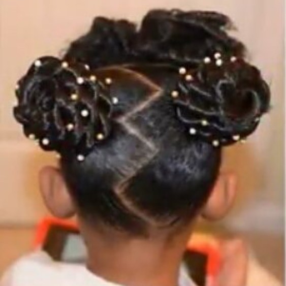 Twisted Bun Updo Hairstyle For Little Girl Click042